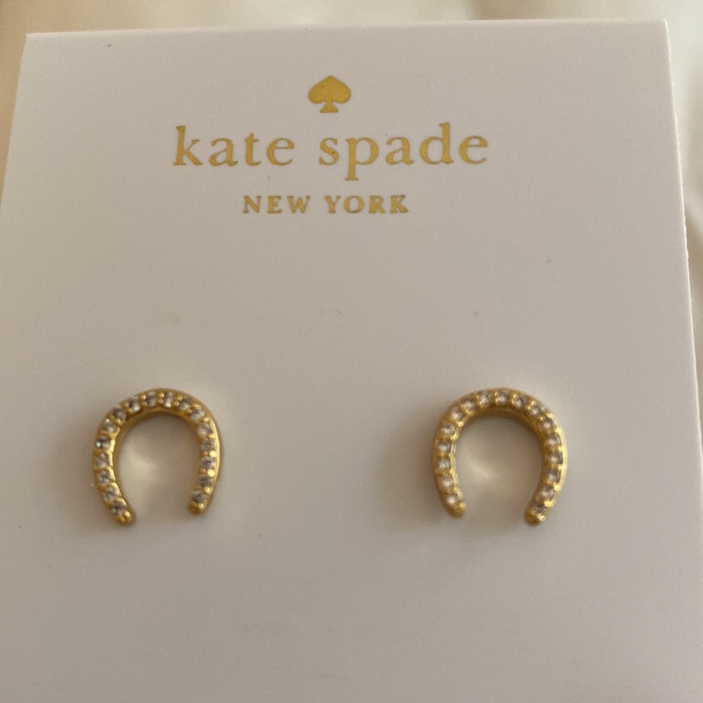 Kate spade gold earrings, lucky horse shoe style